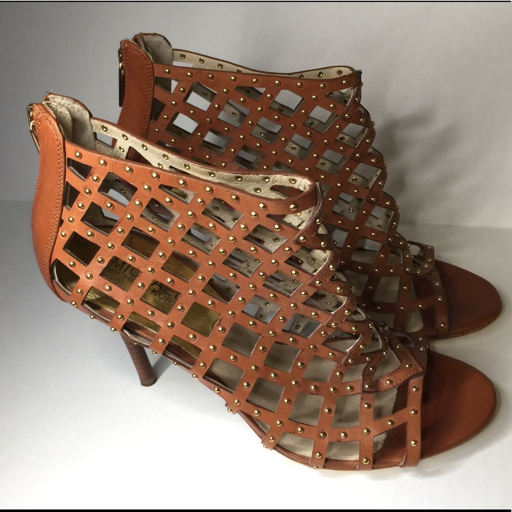 Michael Kors Heels Caged Sandals Brown and gold - Picture 2 of 8